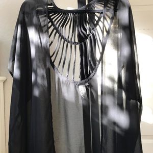 Black Mesh Kimono